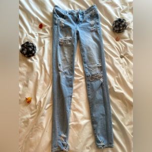 Bleached denim skinny jeans